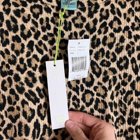 Good Luck Gem NWT Leopard Print Rib Minidress Size Large - Picture 6 of 6